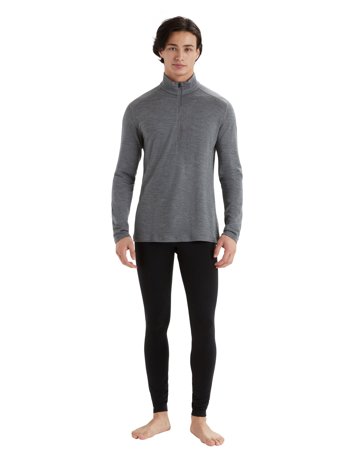 Icebreaker Men's Merino 260 Tech Long Sleeve Half Zip Thermal Top Gritstone Heather