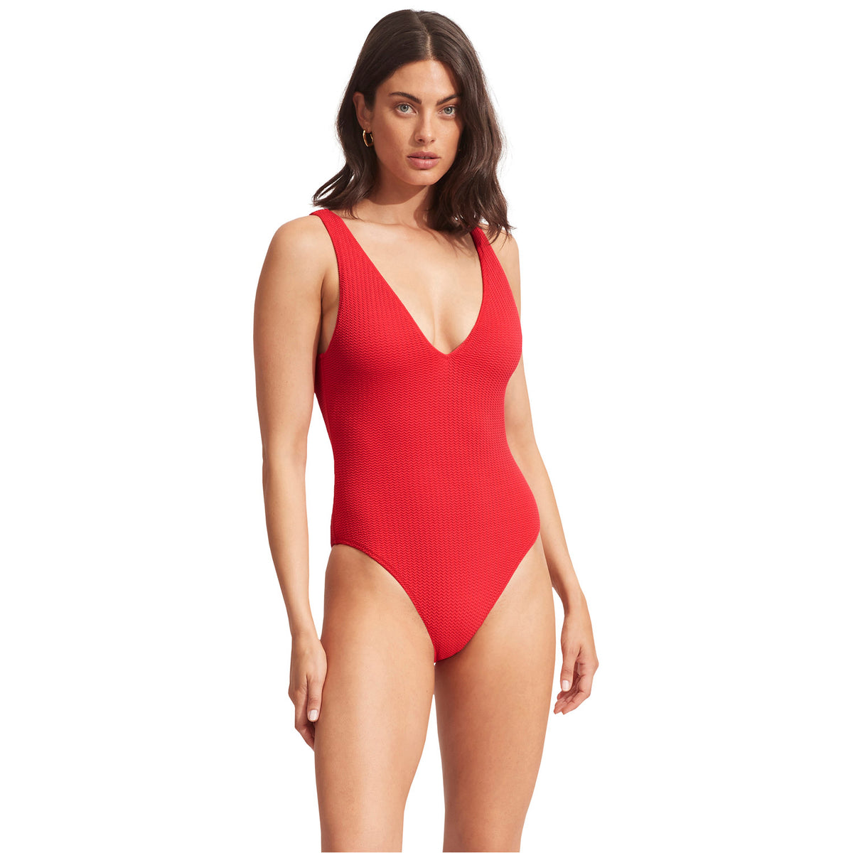 Sea Dive Deep V Neck One Piece - Black