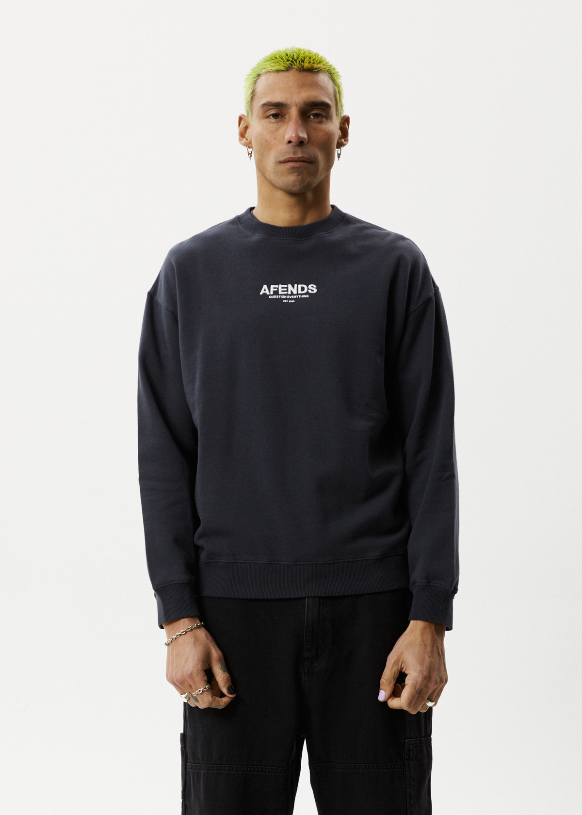 Vinyl Crew Neck Jumper Charcoal