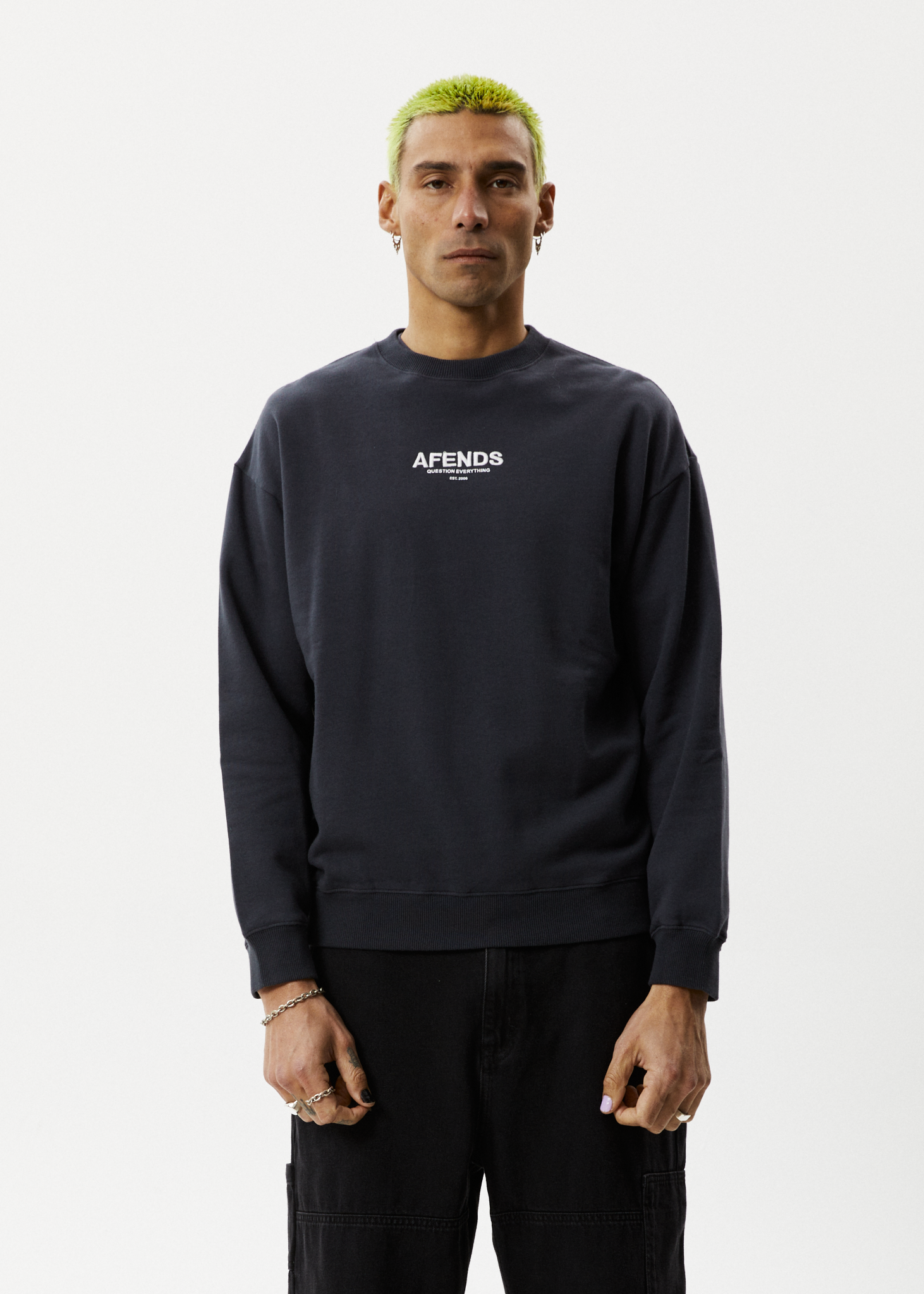 Vinyl Crew Neck Jumper Charcoal