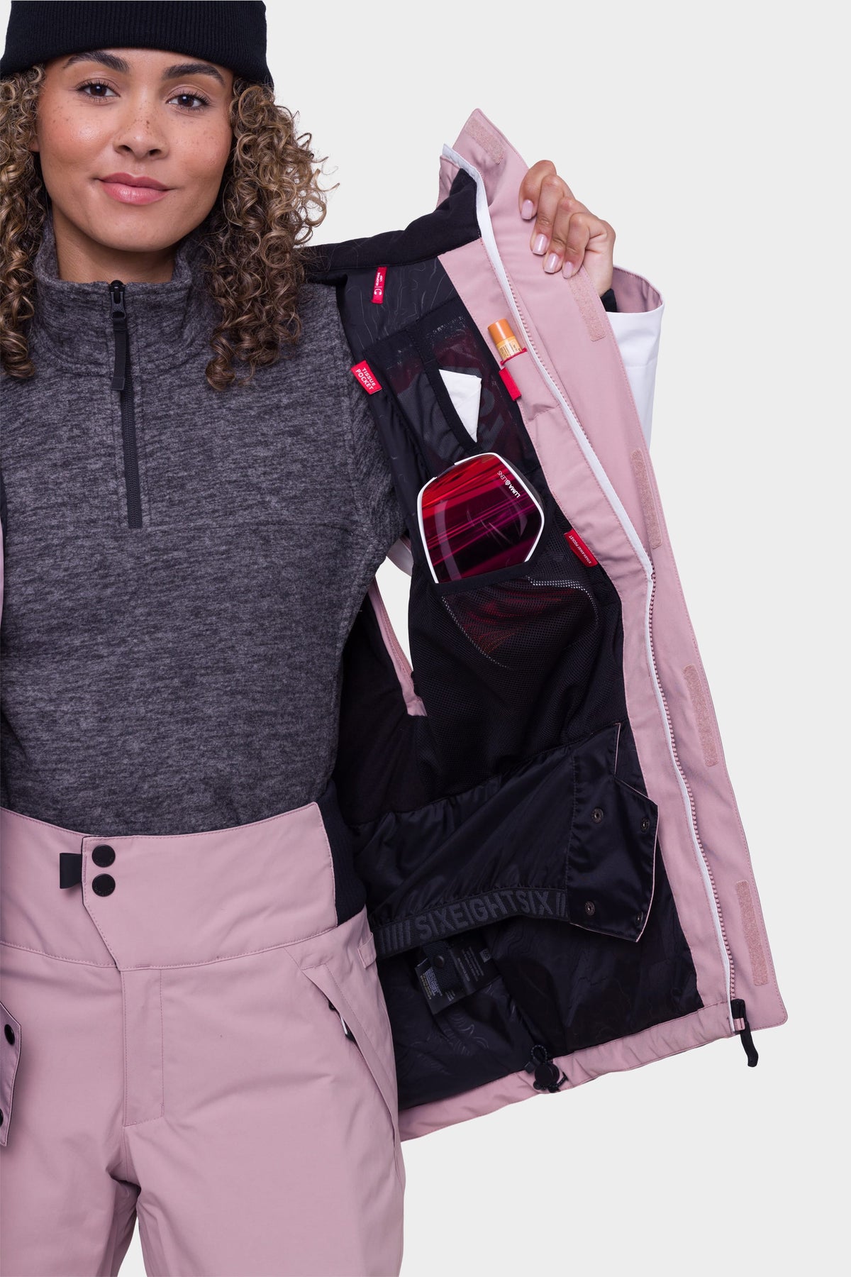 686 Womens Gore-Tex Willow Jacket White Dusty Mauve Rhino Grey