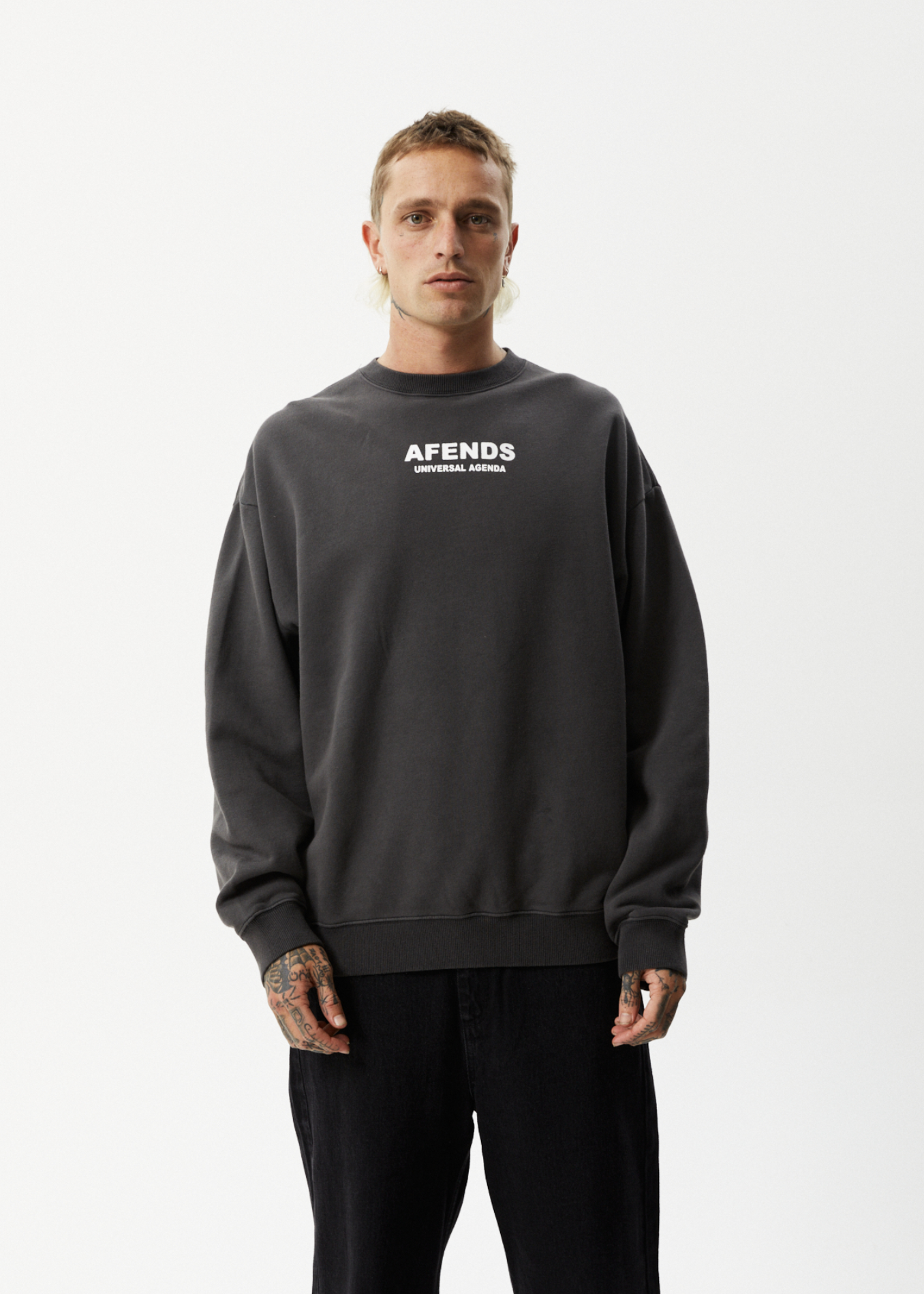 Universal Crew Neck Jumper Stone Black