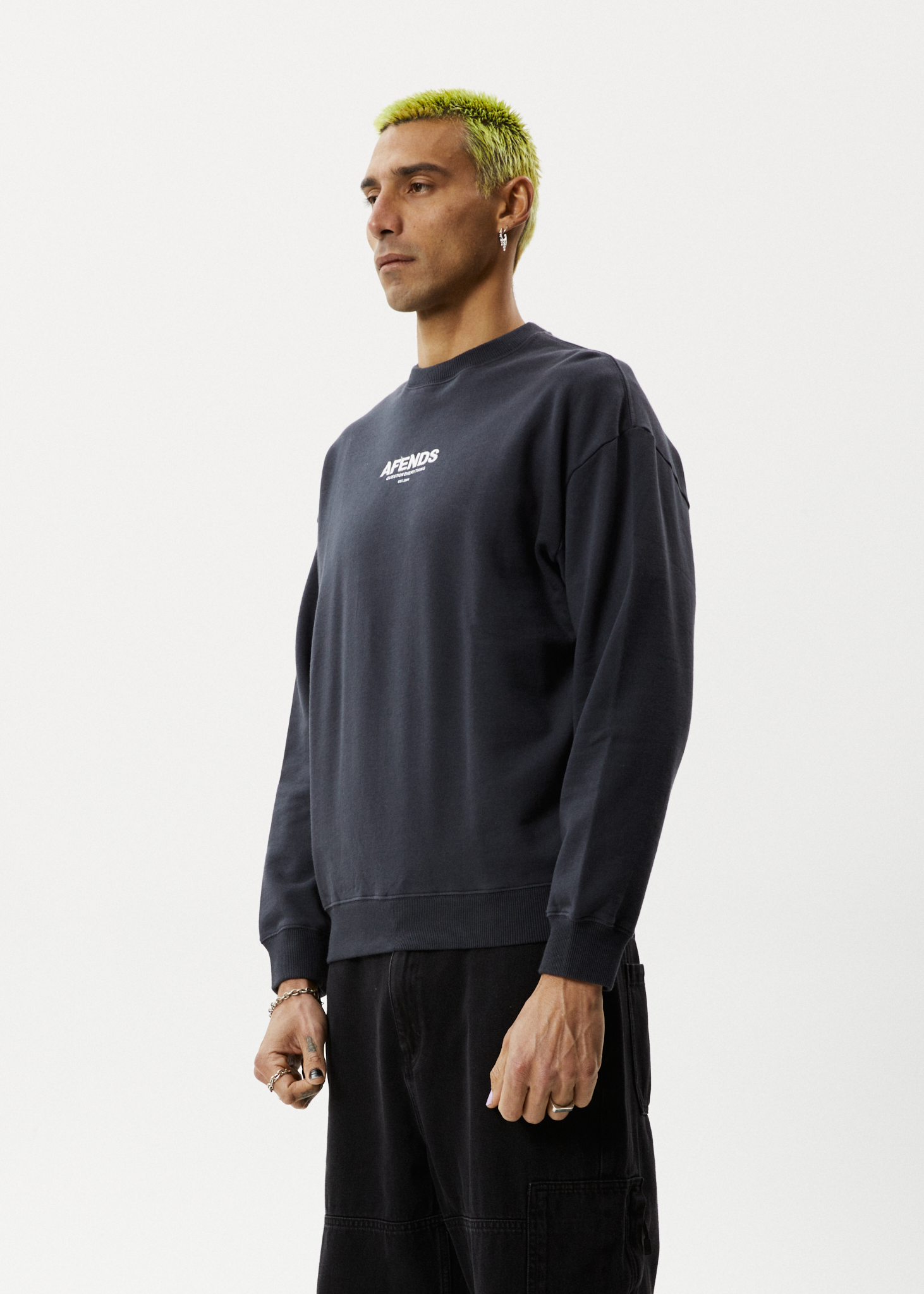 Vinyl Crew Neck Jumper Charcoal