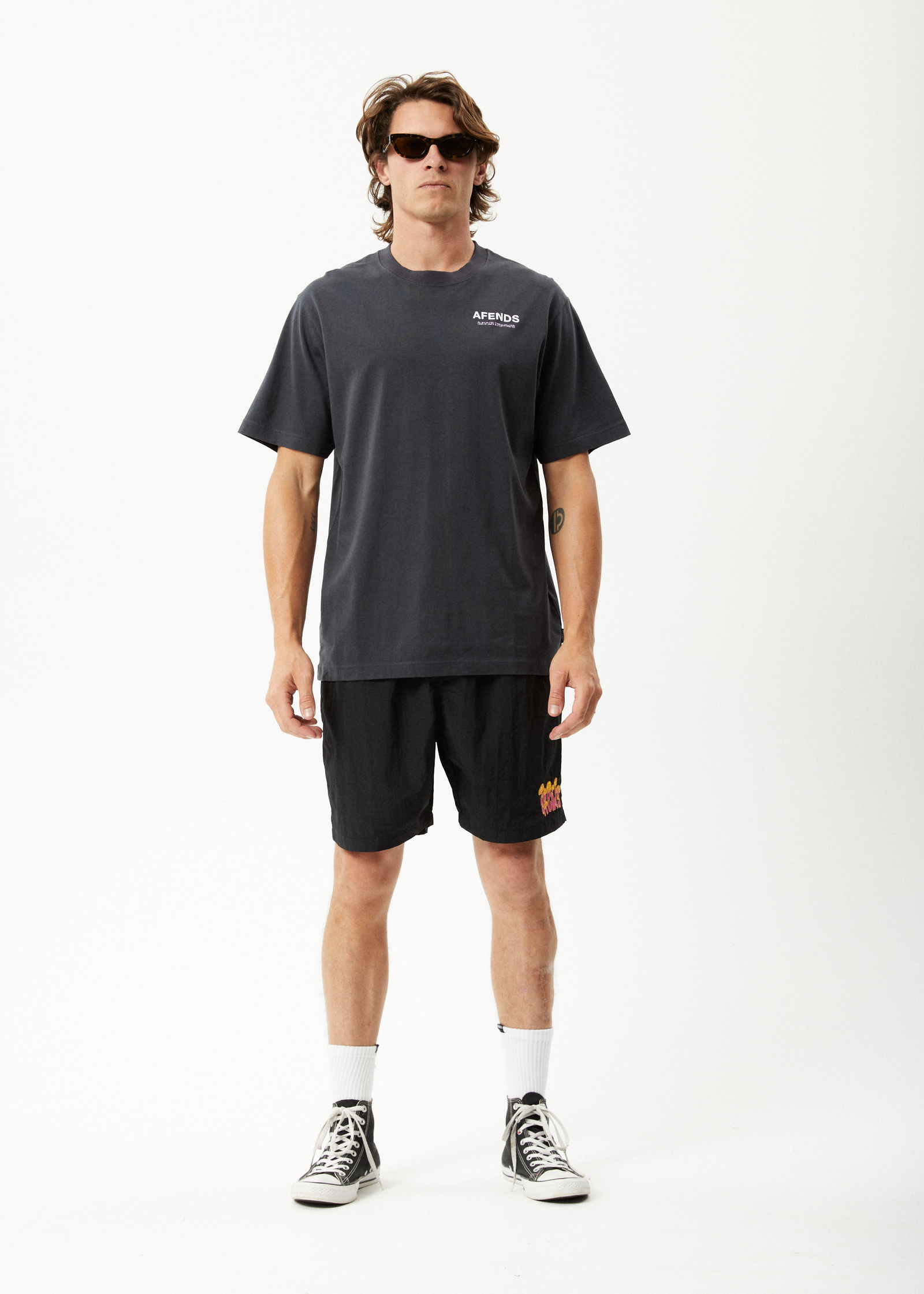 Afends Waveform Retro Graphic Fit T-Shirt Charcoal 