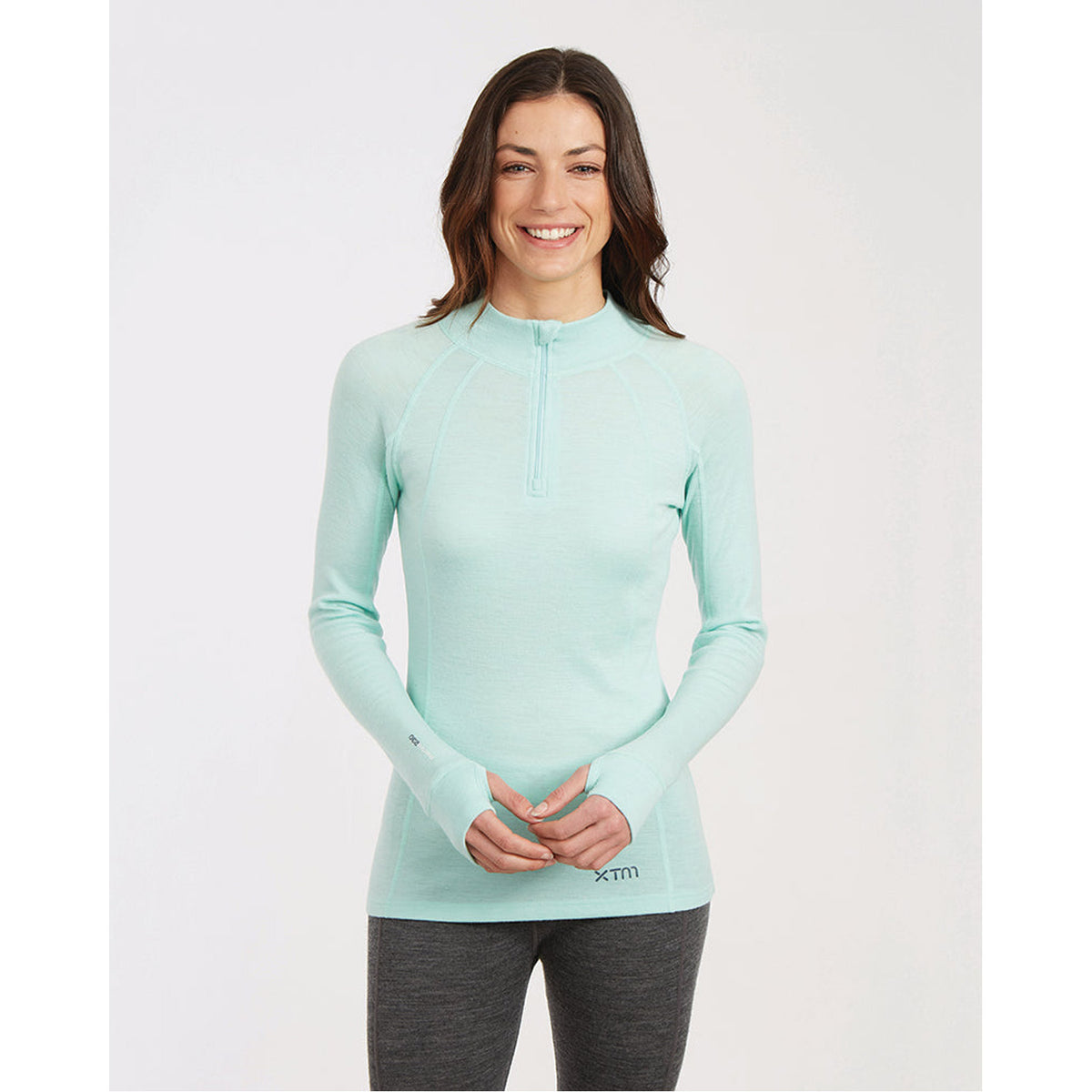 Ladies Merino 230 Wool Zip Neck Long Sleeve Thermal Top
