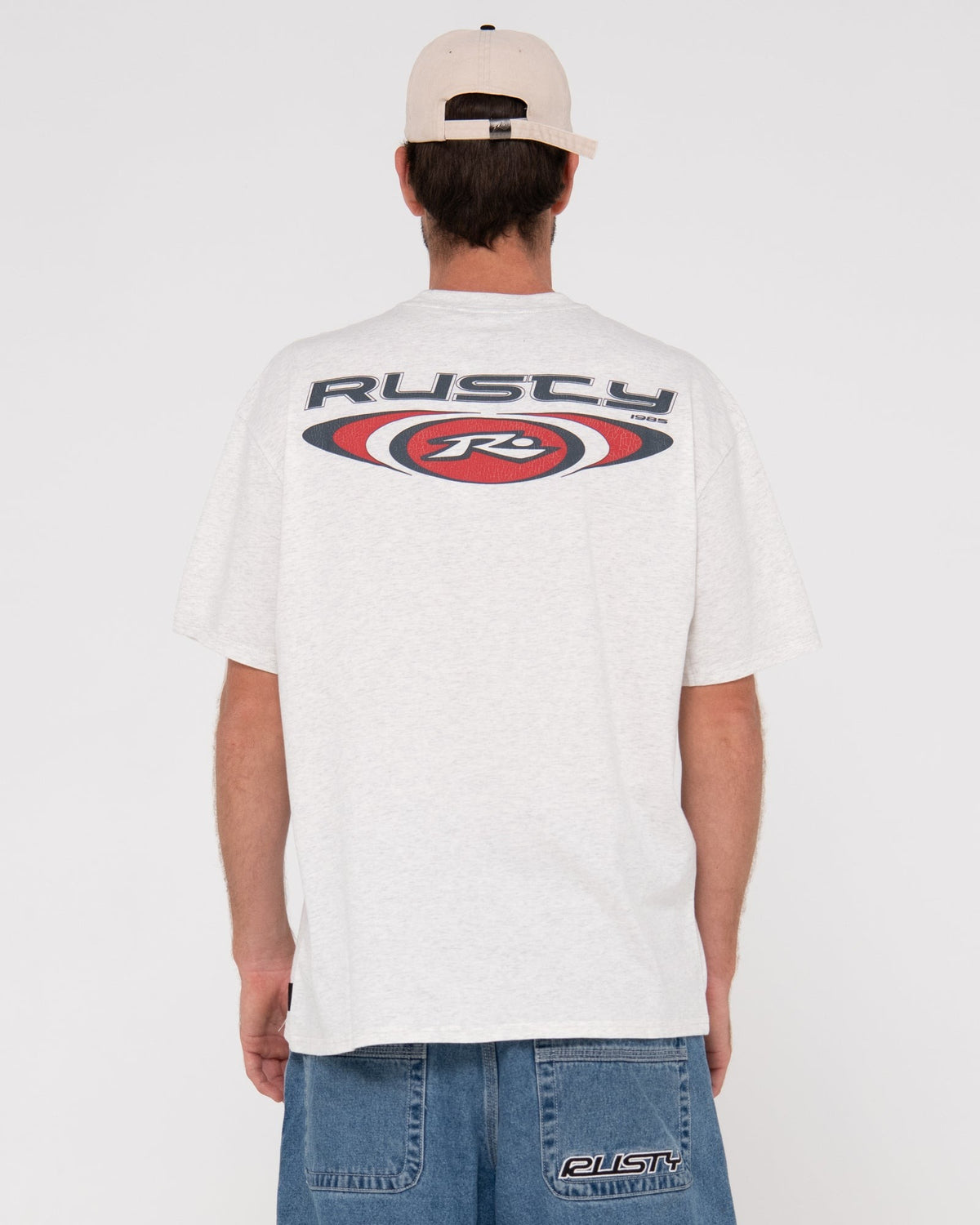 Rusty Irie Eye Oversized Short Sleeve Graphic Tee Ecru Marle