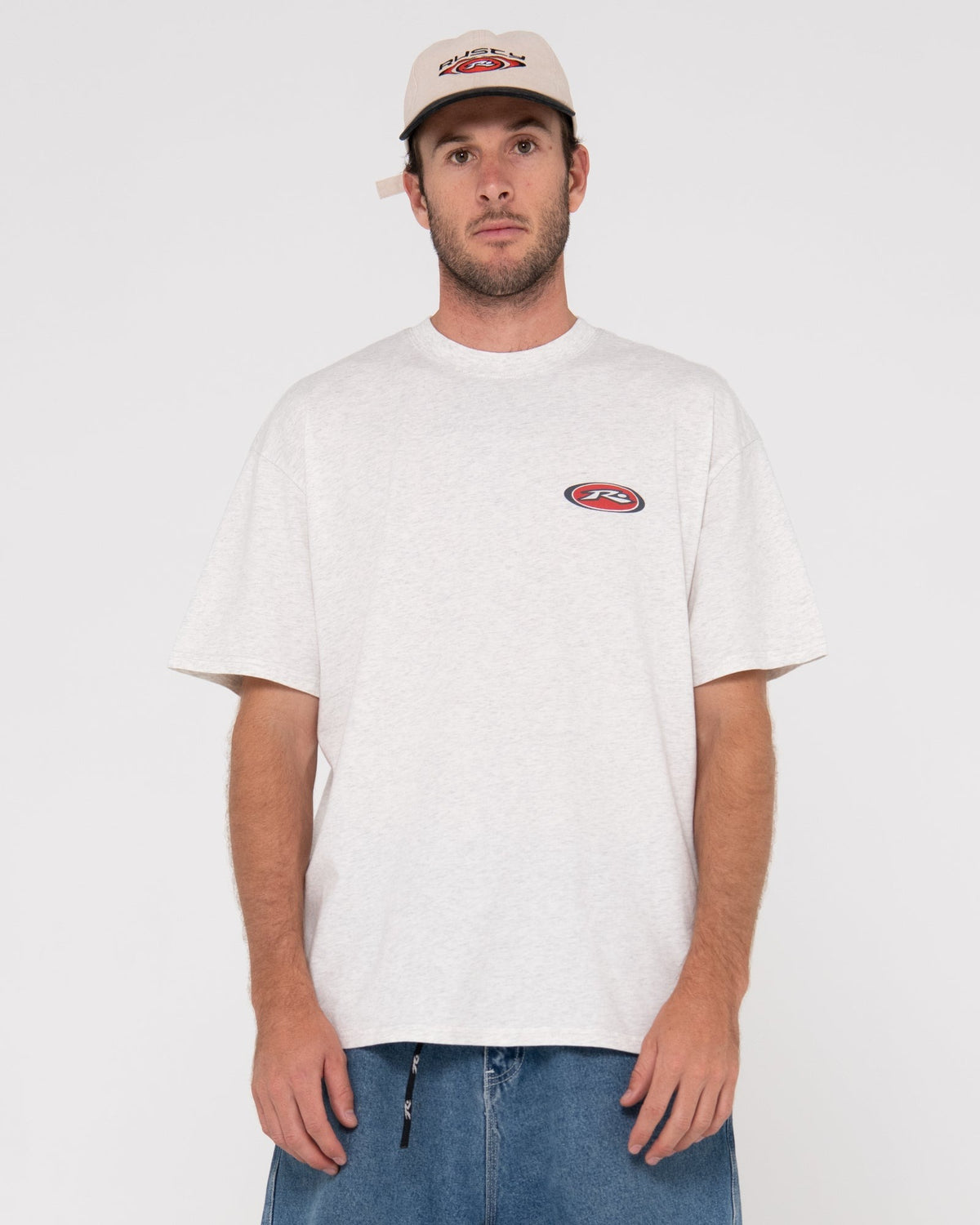 Rusty Irie Eye Oversized Short Sleeve Graphic Tee Ecru Marle