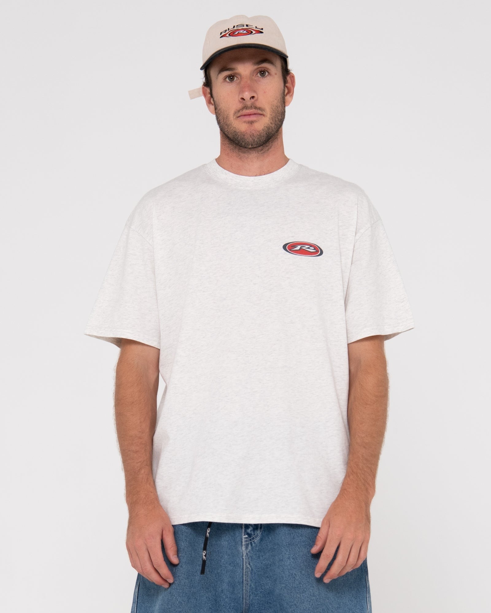 Rusty Irie Eye Oversized Short Sleeve Graphic Tee Ecru Marle