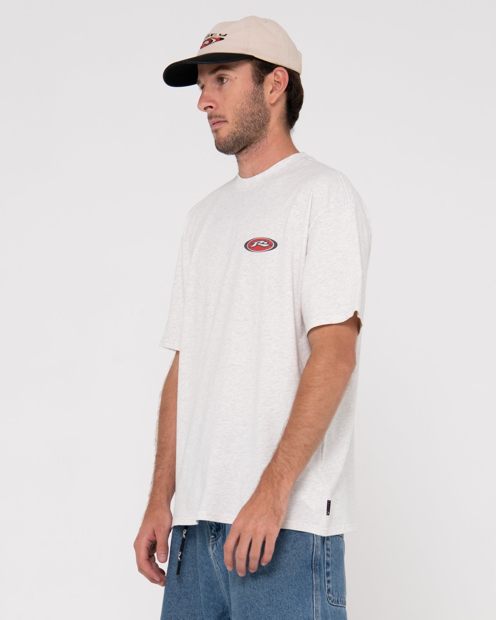 Rusty Irie Eye Oversized Short Sleeve Graphic Tee Ecru Marle