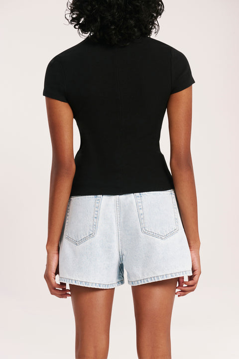 Nude Lucy Organic Rib SS Tee Black
