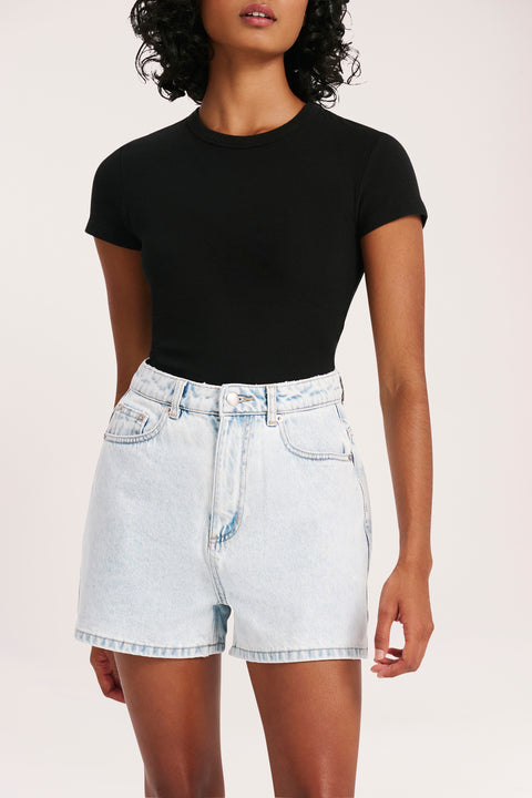 Nude Lucy Organic Rib SS Tee Black