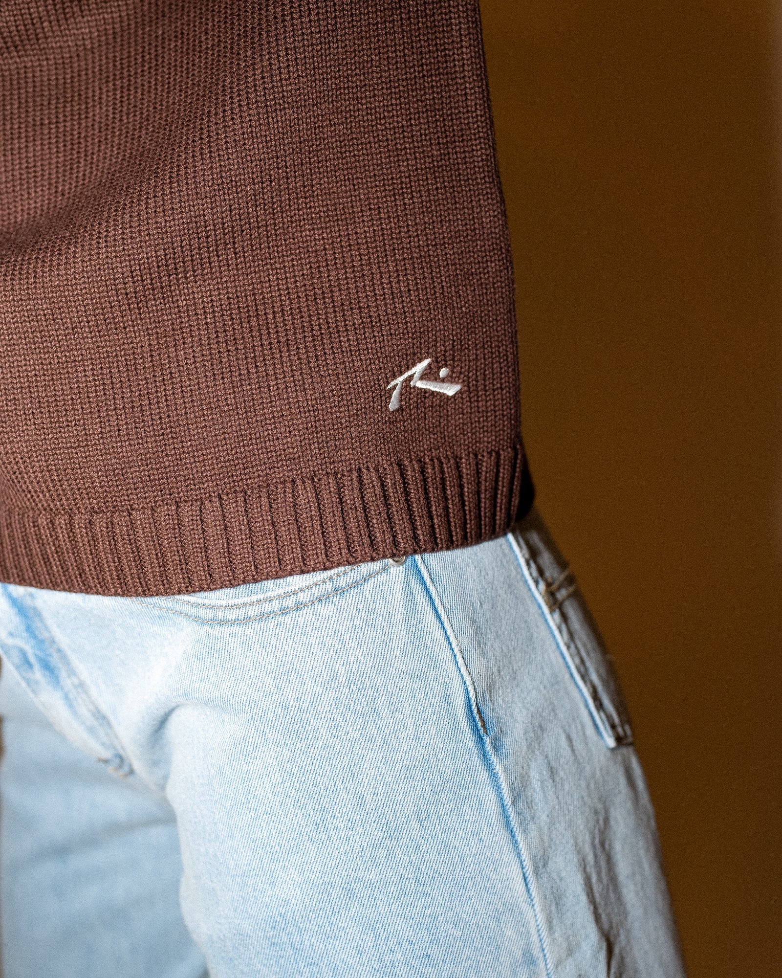 White Lines Oversized Crew Neck Knit