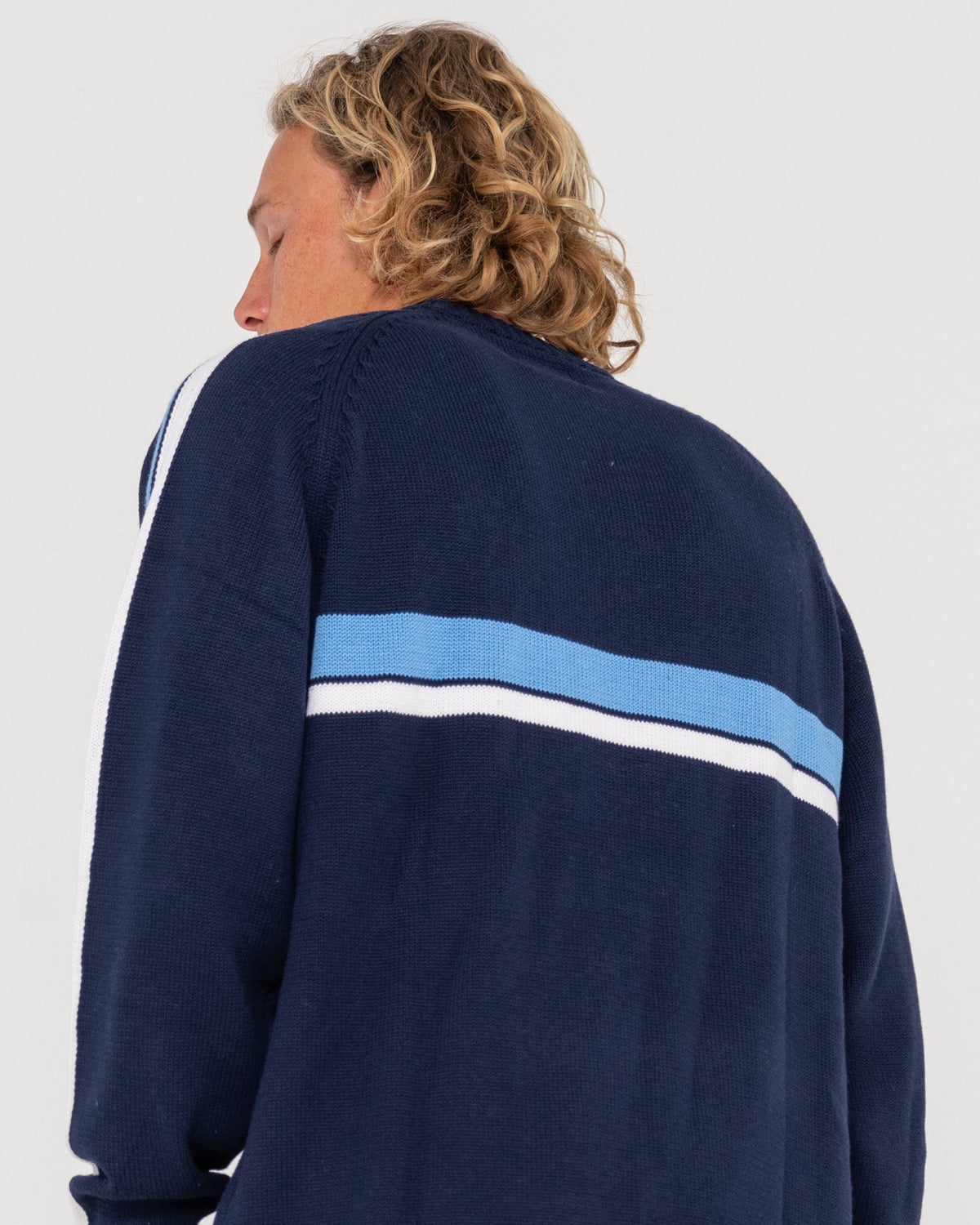 White Lines Crew Neck Knit Sweater