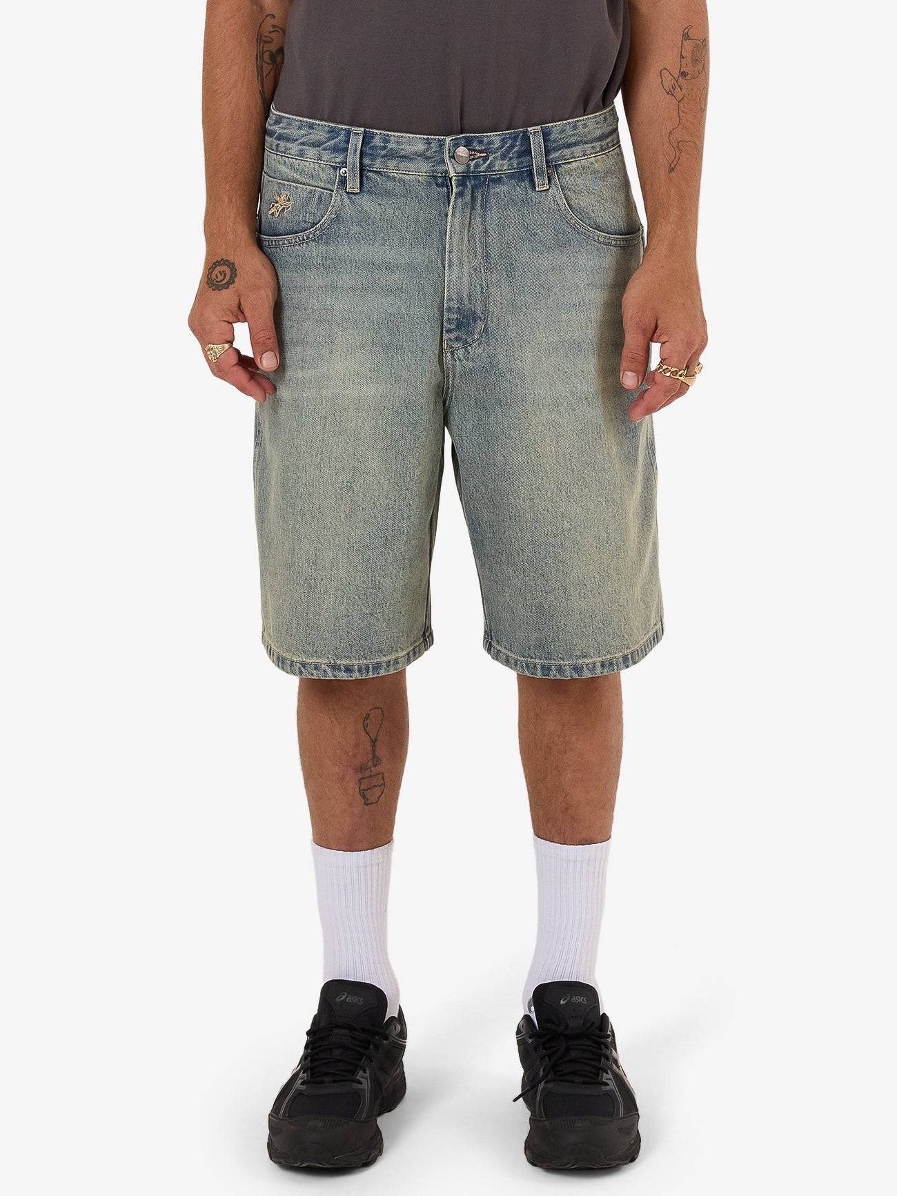 Throws Big Dawg Jean Short - Garage Grime Blue