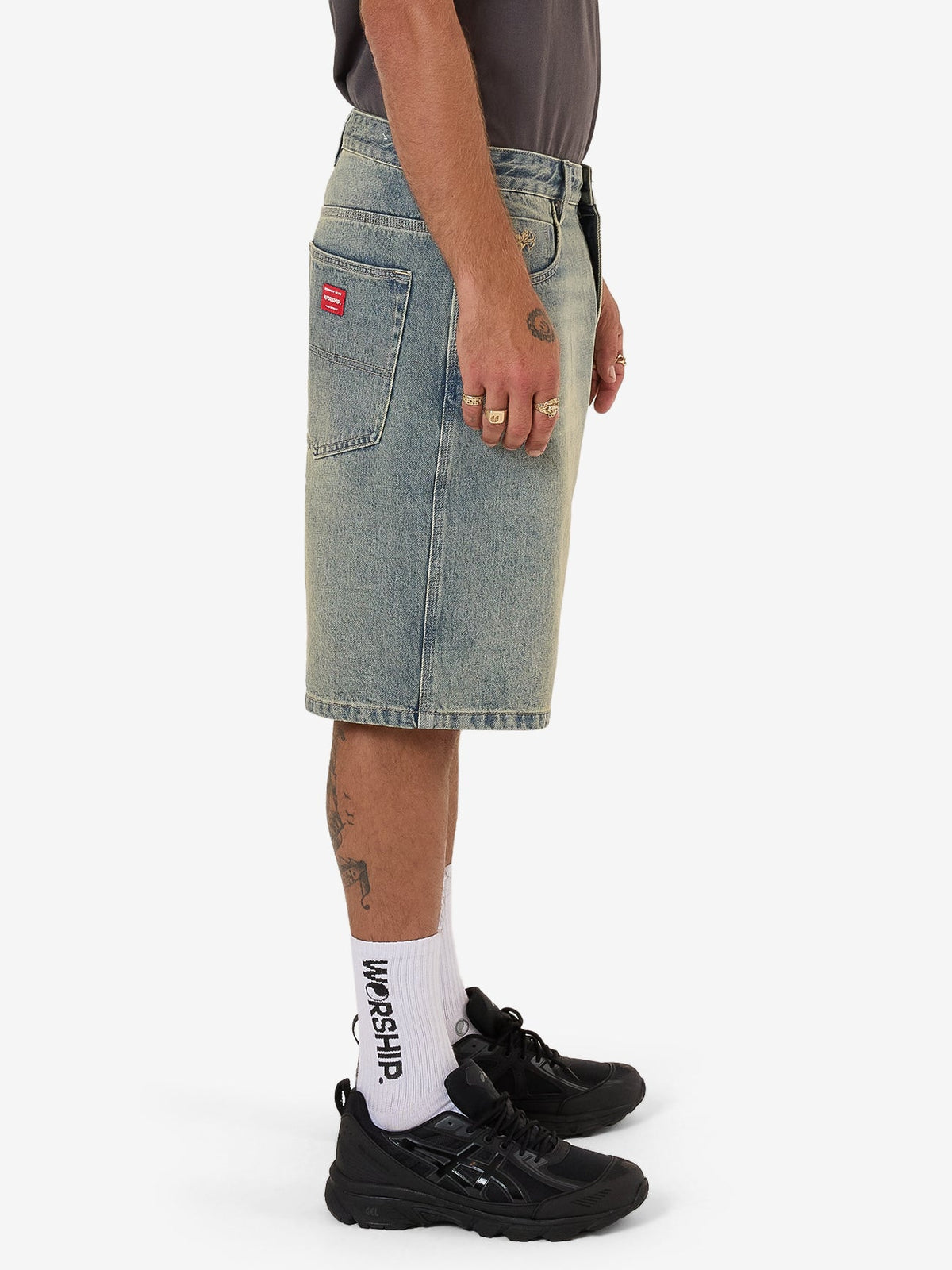 Throws Big Dawg Jean Short - Garage Grime Blue