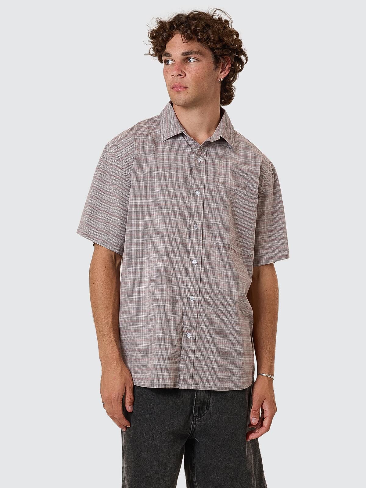 Minimal Thrills Stripe Check Short Sleeve Shirt