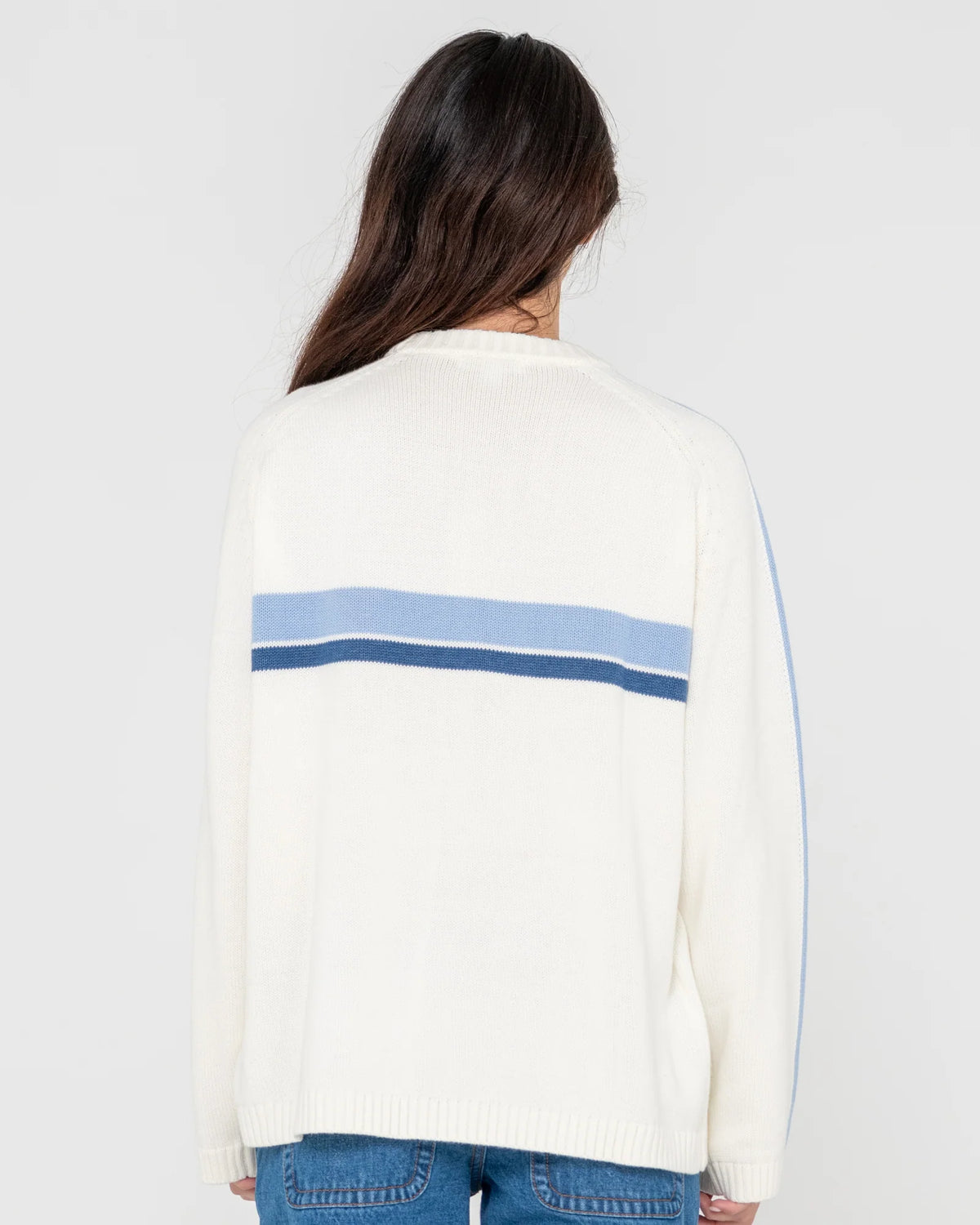 White Lines Oversized Crew Neck Knit