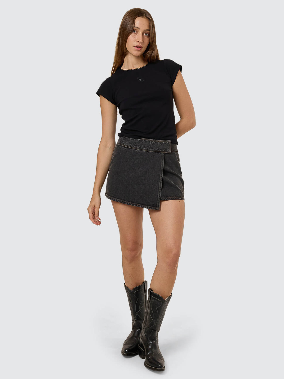Night Shift Wrap Mini Skirt