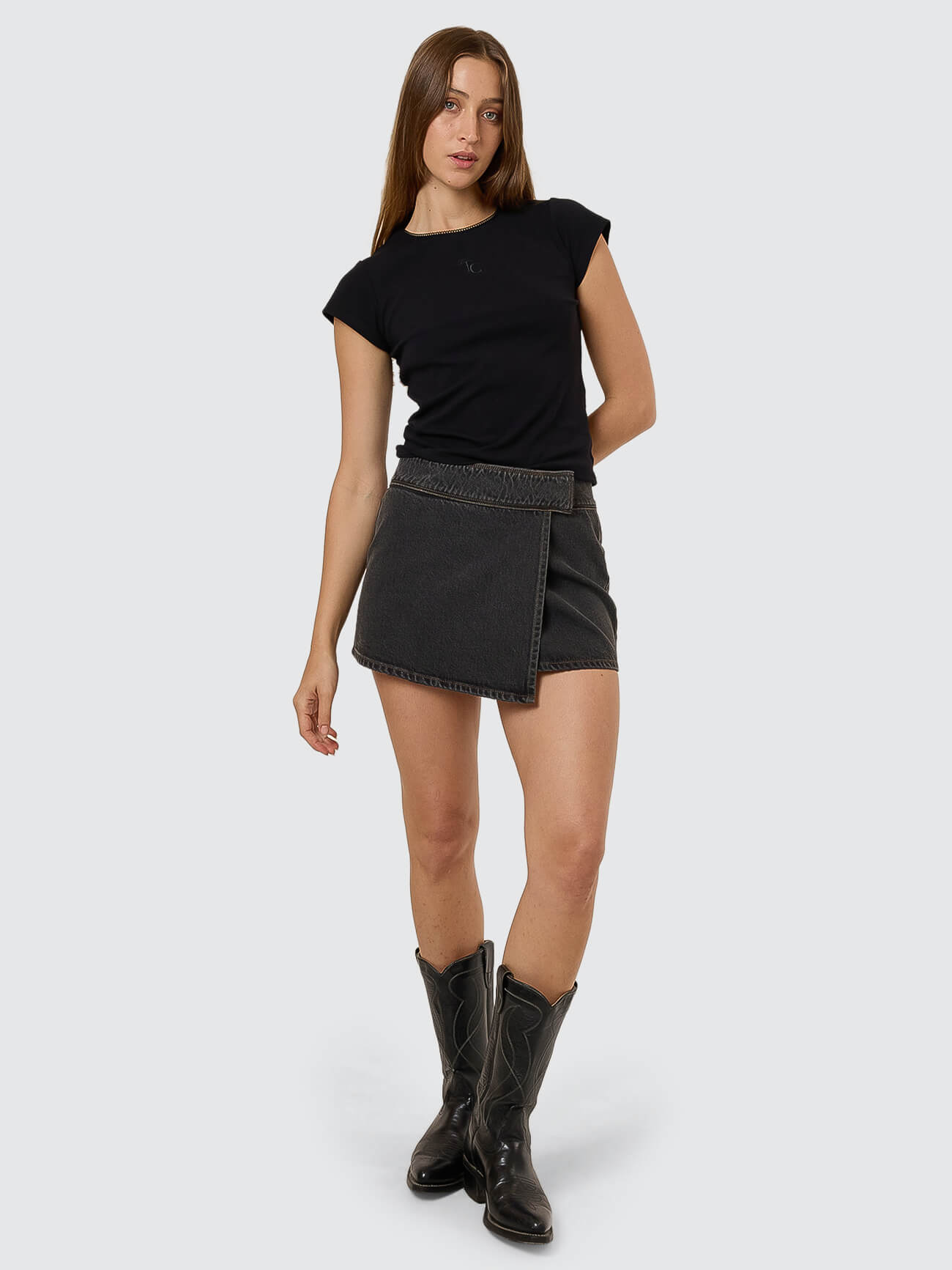 Night Shift Wrap Mini Skirt