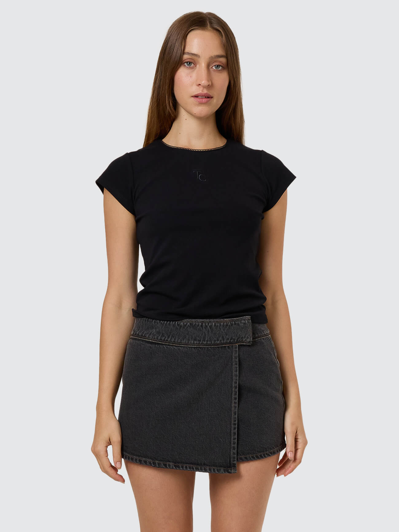 Night Shift Wrap Mini Skirt