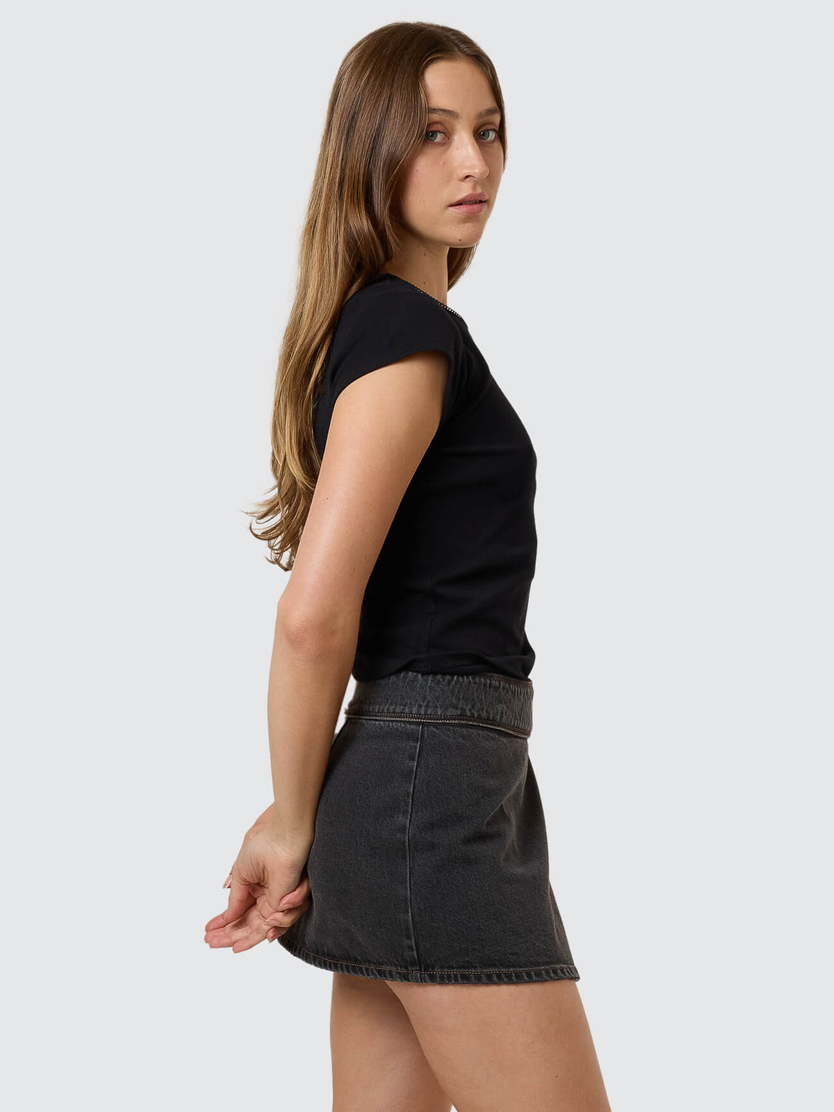 Night Shift Wrap Mini Skirt