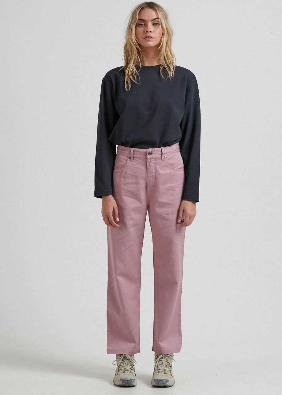 Afends Shelby  - Hemp Twill High Waist Wide Leg Pant Blush