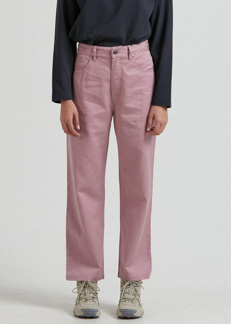 Afends Shelby  - Hemp Twill High Waist Wide Leg Pant Blush