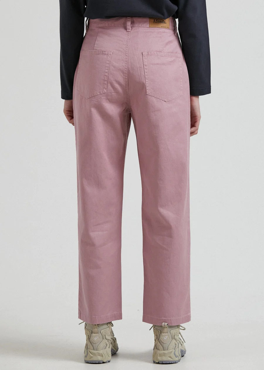 Afends Shelby  - Hemp Twill High Waist Wide Leg Pant Blush