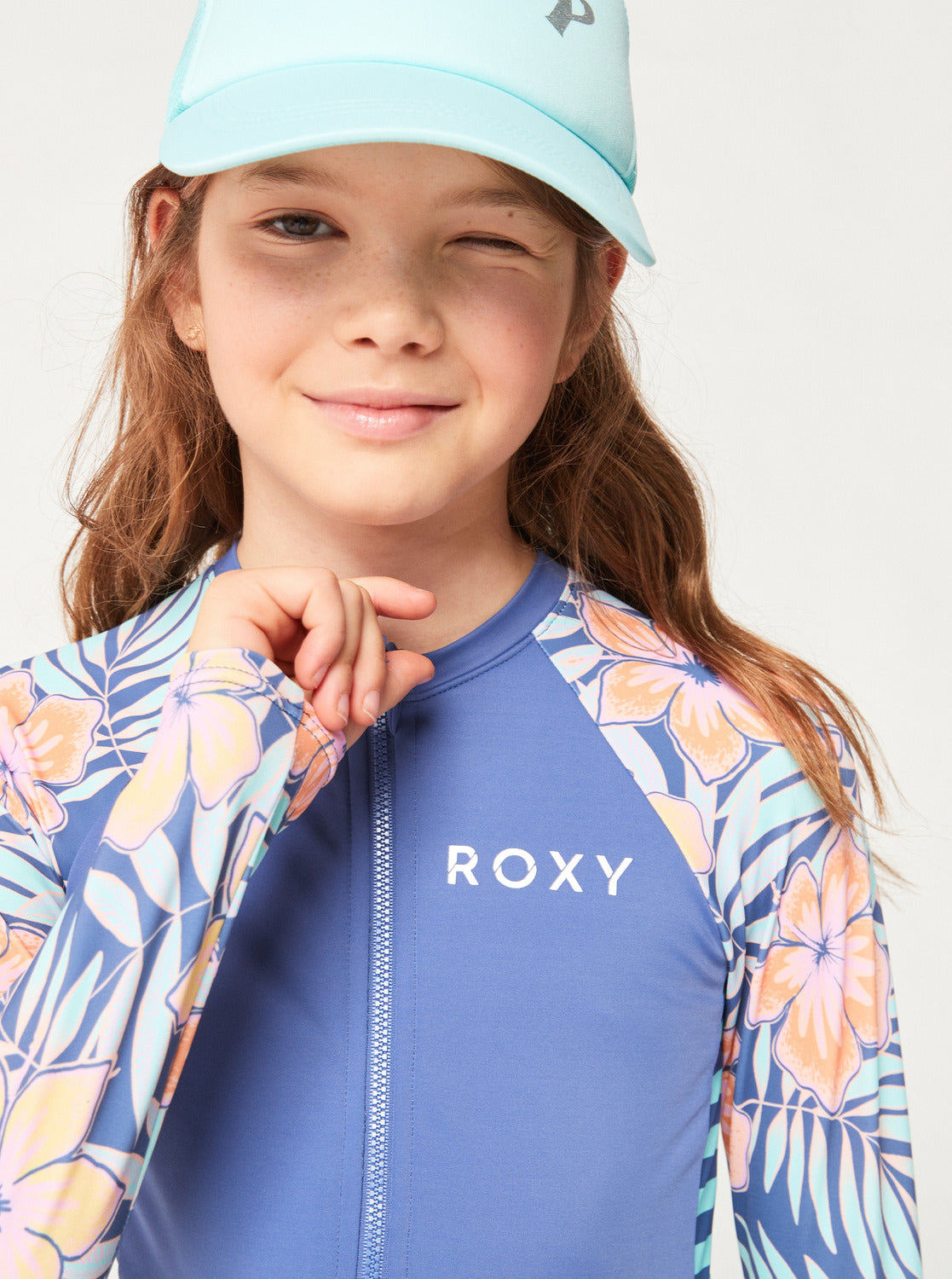 Girls 6-16 Funky Palm Long Sleeve One-Piece Rash Vest