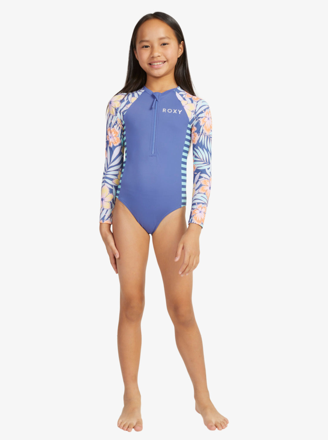 Girls 6-16 Funky Palm Long Sleeve One-Piece Rash Vest