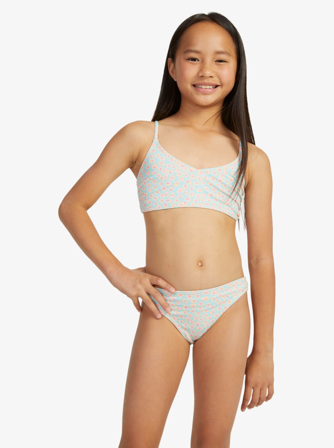 Girls 7-16 Flower Bed Crop Top Two-Piece Bikini Set