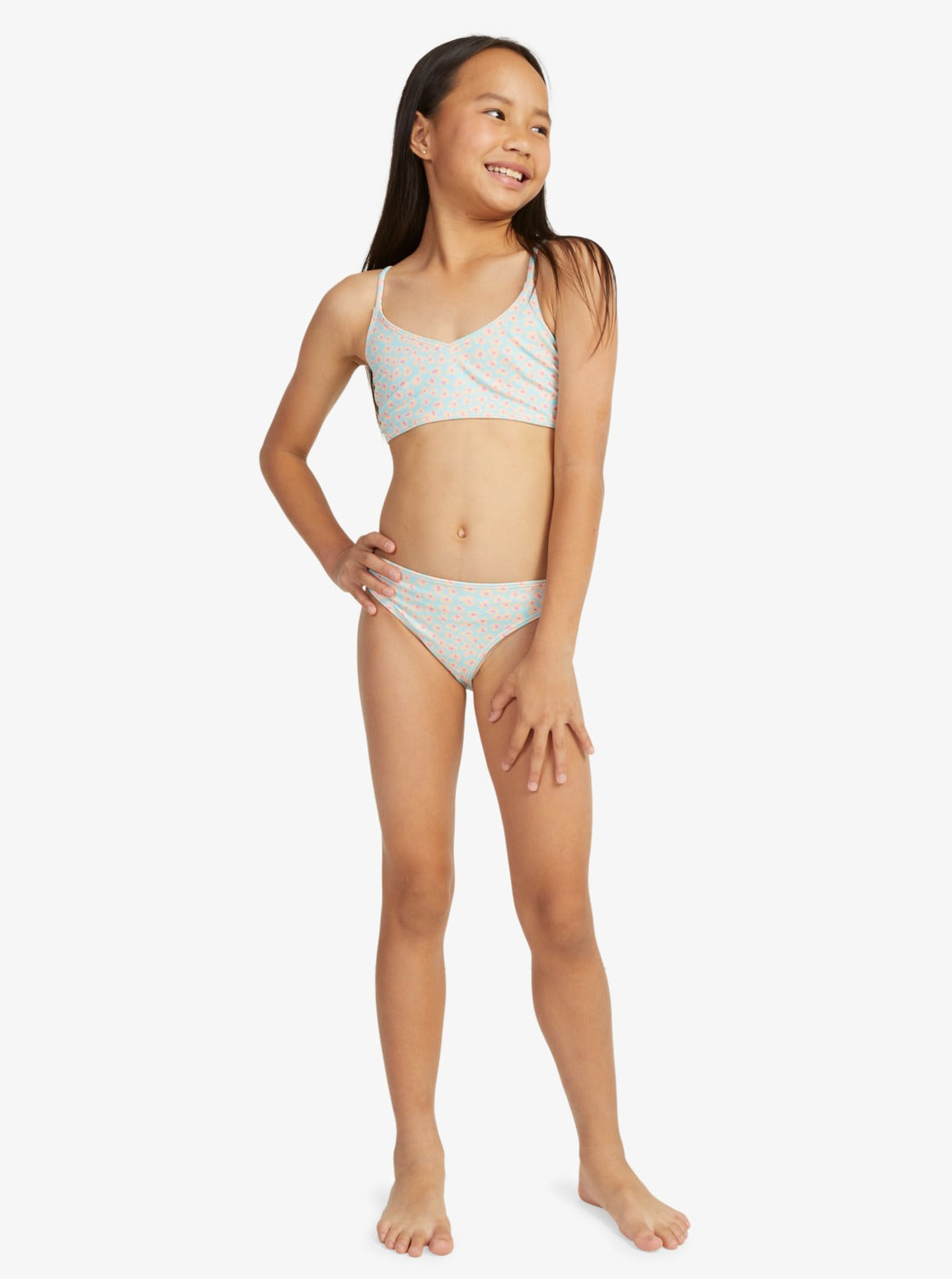 Girls 7-16 Flower Bed Crop Top Two-Piece Bikini Set