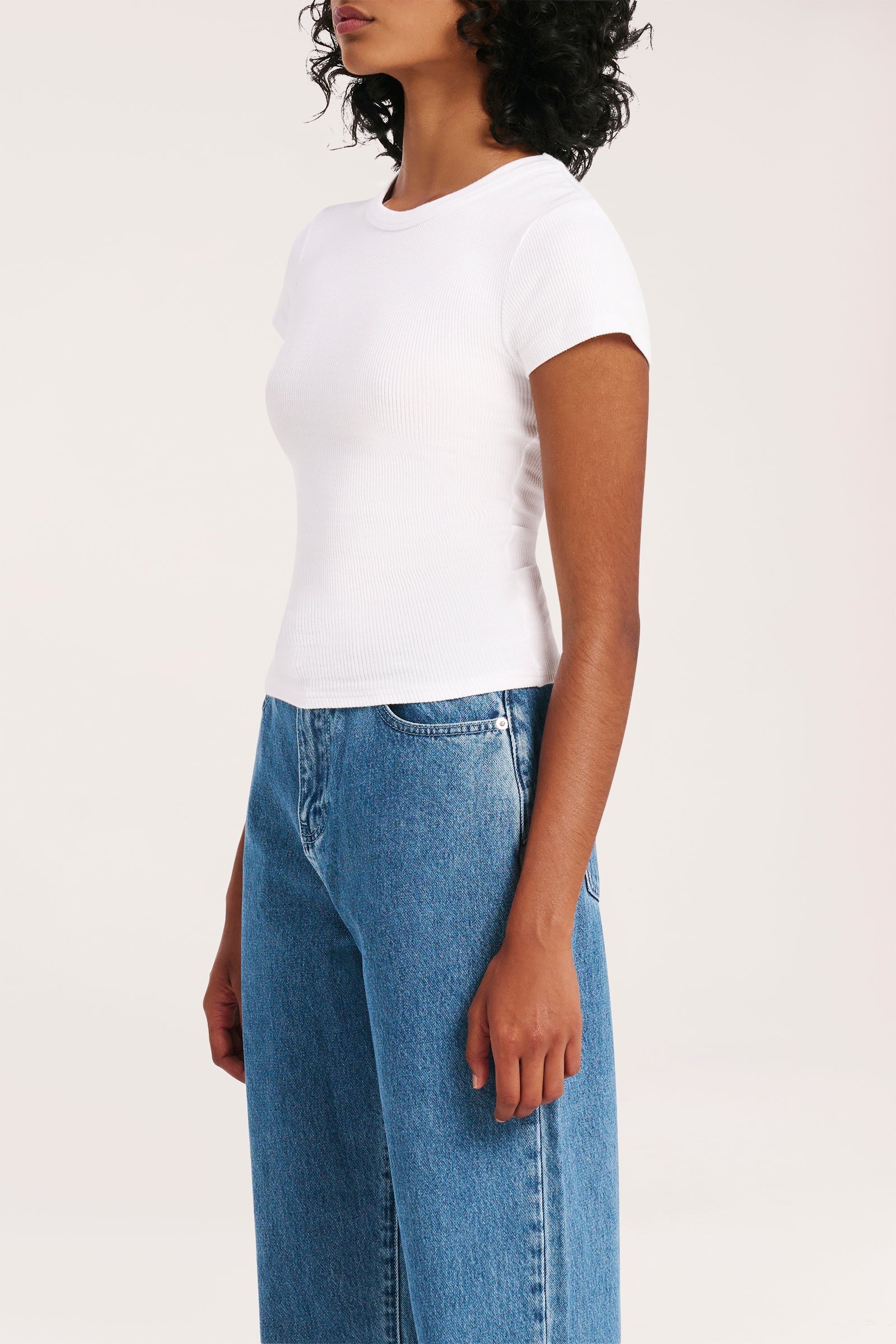 Nude Lucy Organic Rib SS Tee White