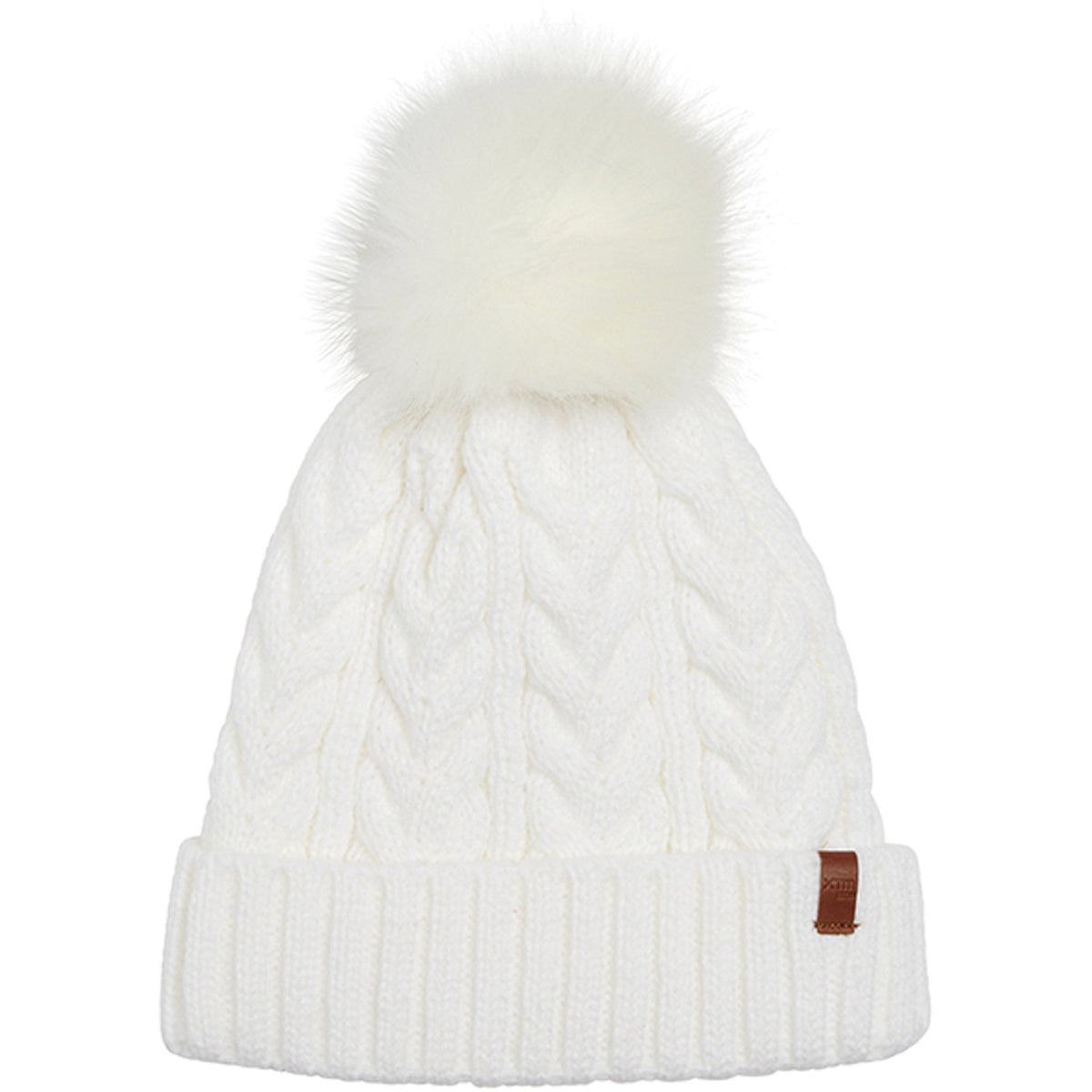 Olive Kids' Knitted Fleece Lined Pompom Girls' Beanie