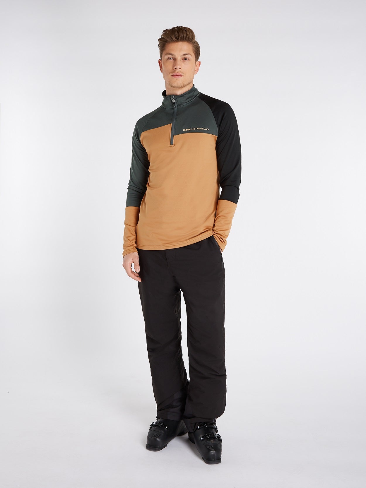 Protest Holdme 1/4 Zip Top Skivvy Fudgecamel