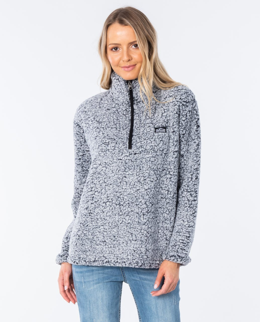 Rip Curl Dark n Stormy 1/4 Zip Crew Jumper Light Grey