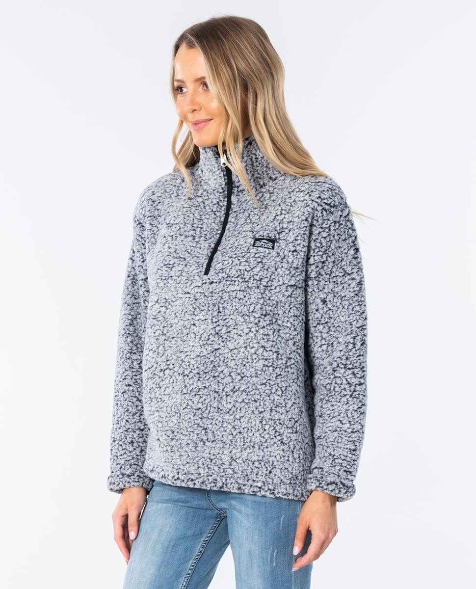 Rip Curl Dark n Stormy 1/4 Zip Crew Jumper Light Grey