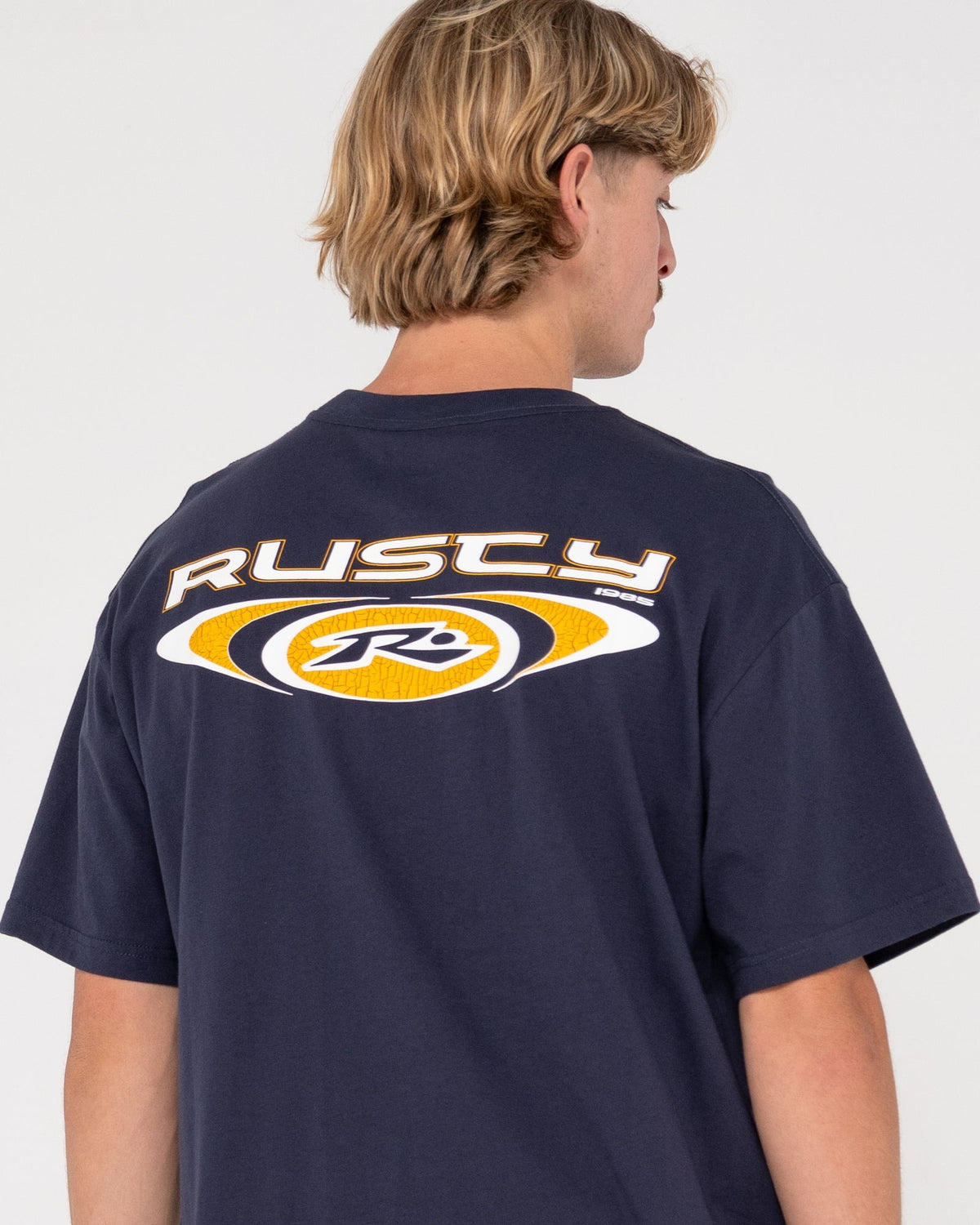 Rusty Irie Eye Oversized Short Sleeve Graphic Tee Navy Blue