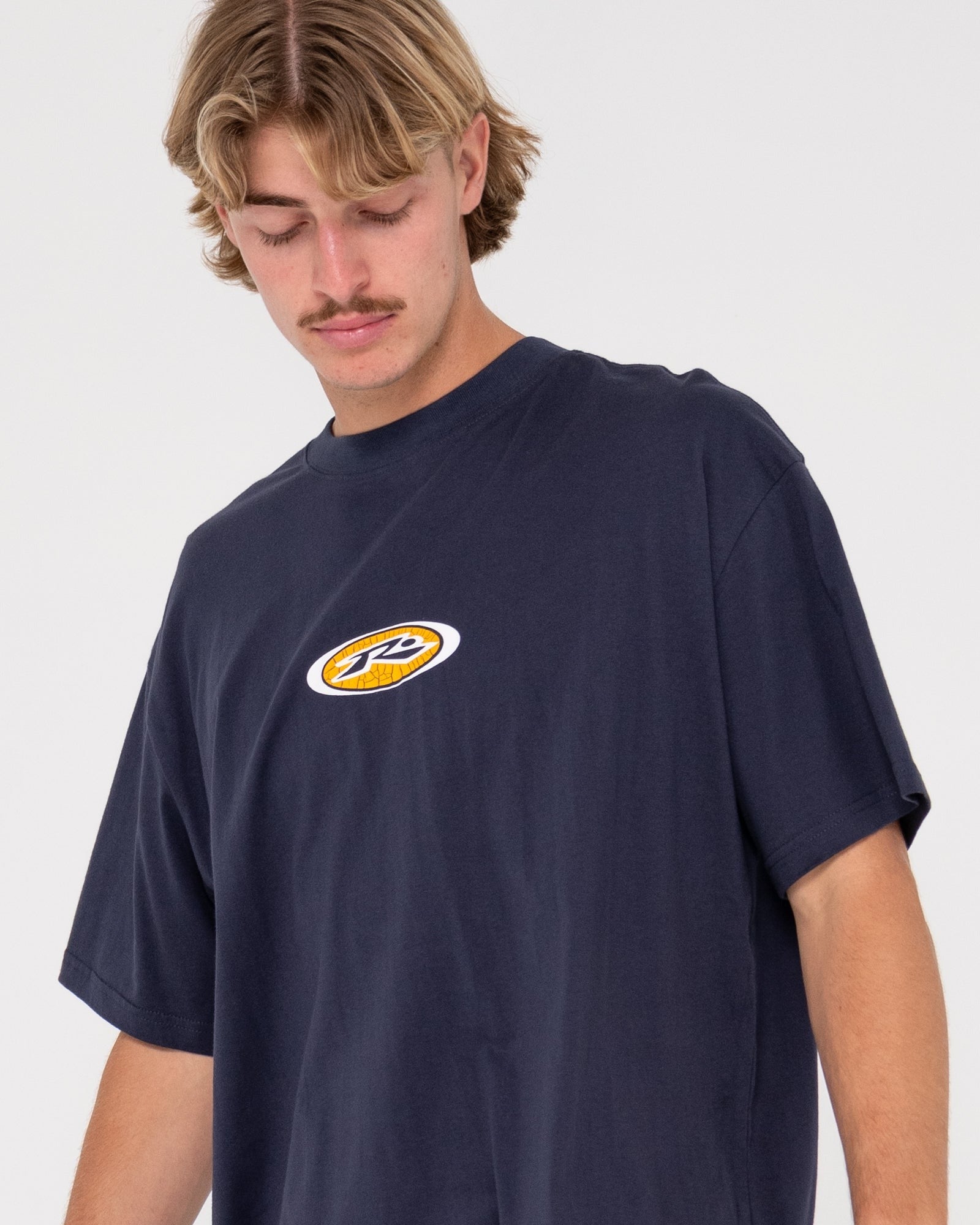 Rusty Irie Eye Oversized Short Sleeve Graphic Tee Navy Blue