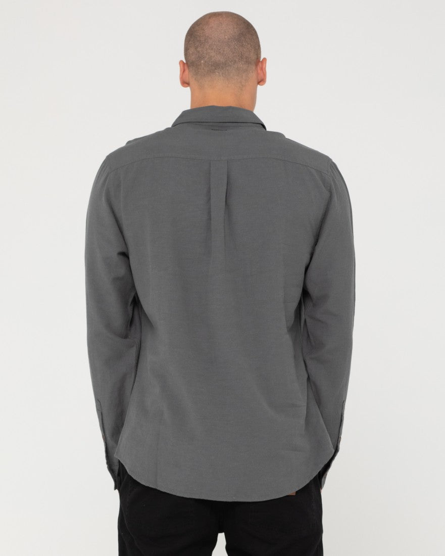 Rusty Overtone Long Sleeve Linen Shirt Castlerock