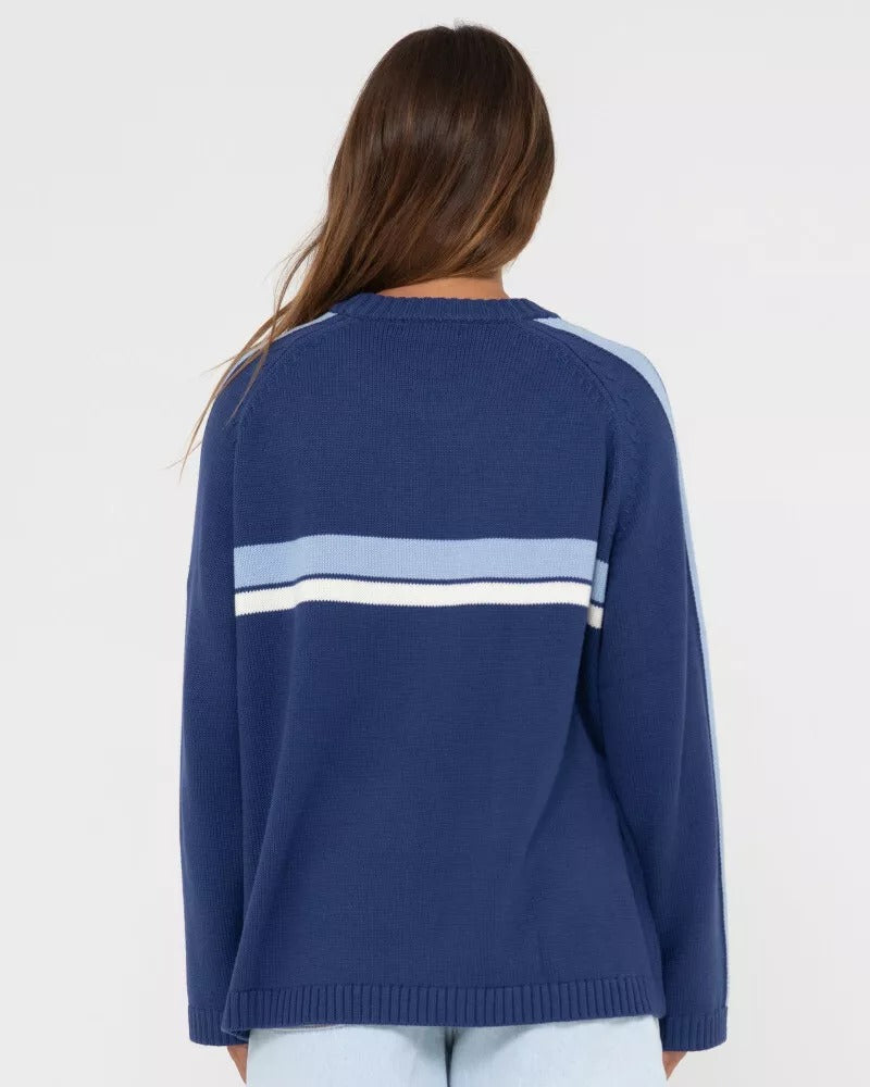 White Lines Oversized Crew Neck Knit