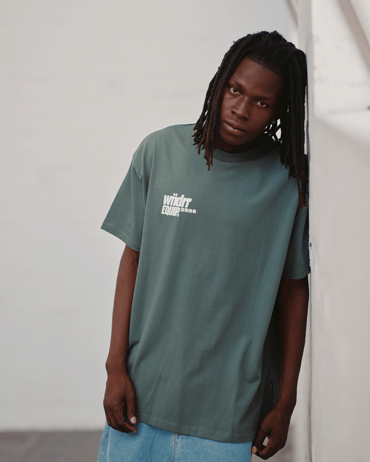 Slant Box Fit Tee - Dark Green