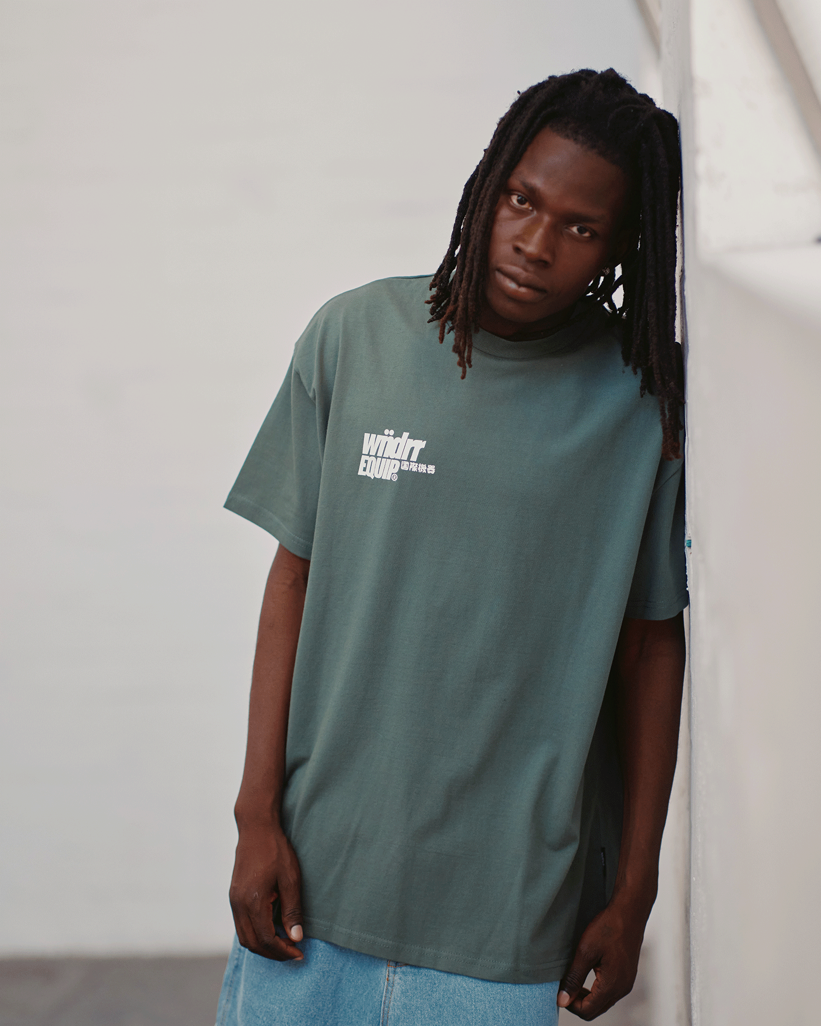 Slant Box Fit Tee - Dark Green