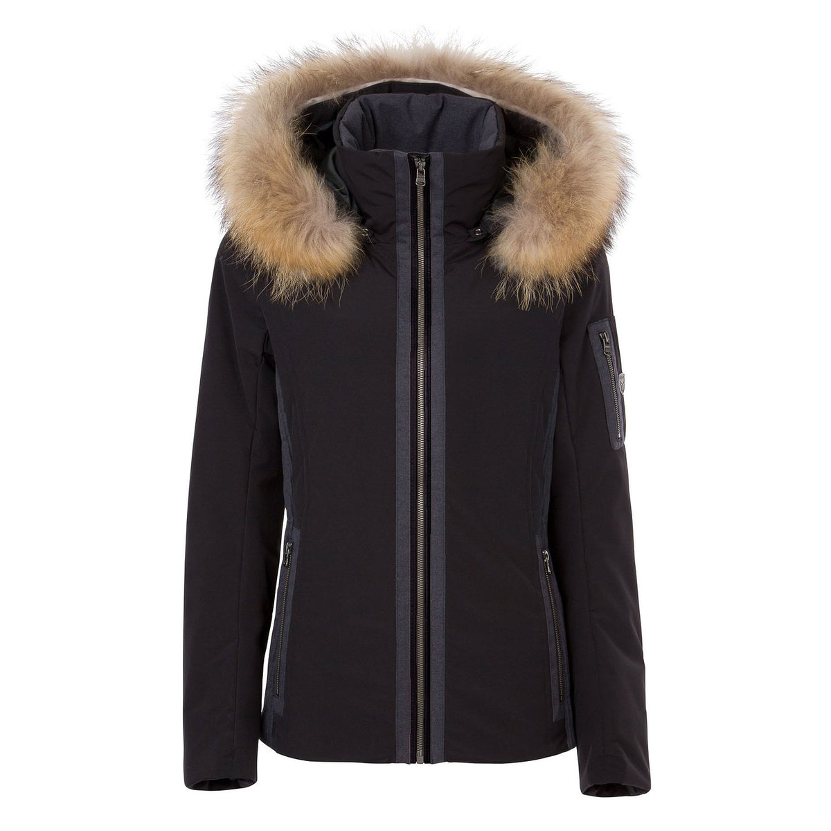 Fera Danielle Faux Fur Ski Jacket 2019 Black Charcoal