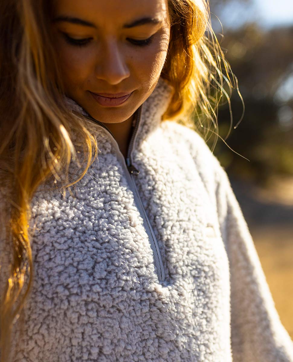 Rip Curl Dark n Stormy 1/4 Zip Crew Jumper OFF WHITE