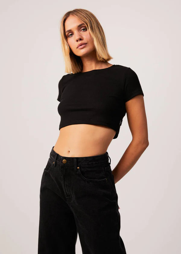 Abbie Hemp Ribbed Cropped T-Shirt