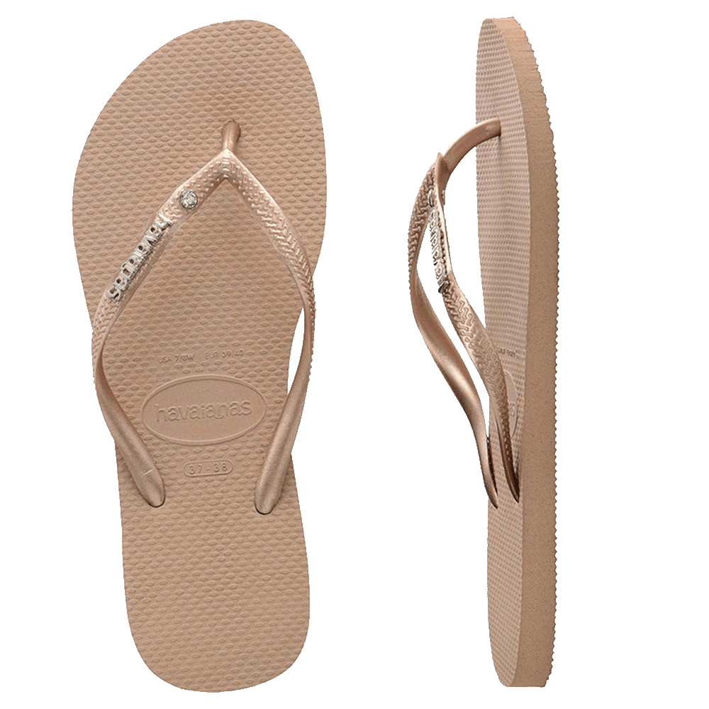 Slim Metal Logo Crystal Thongs