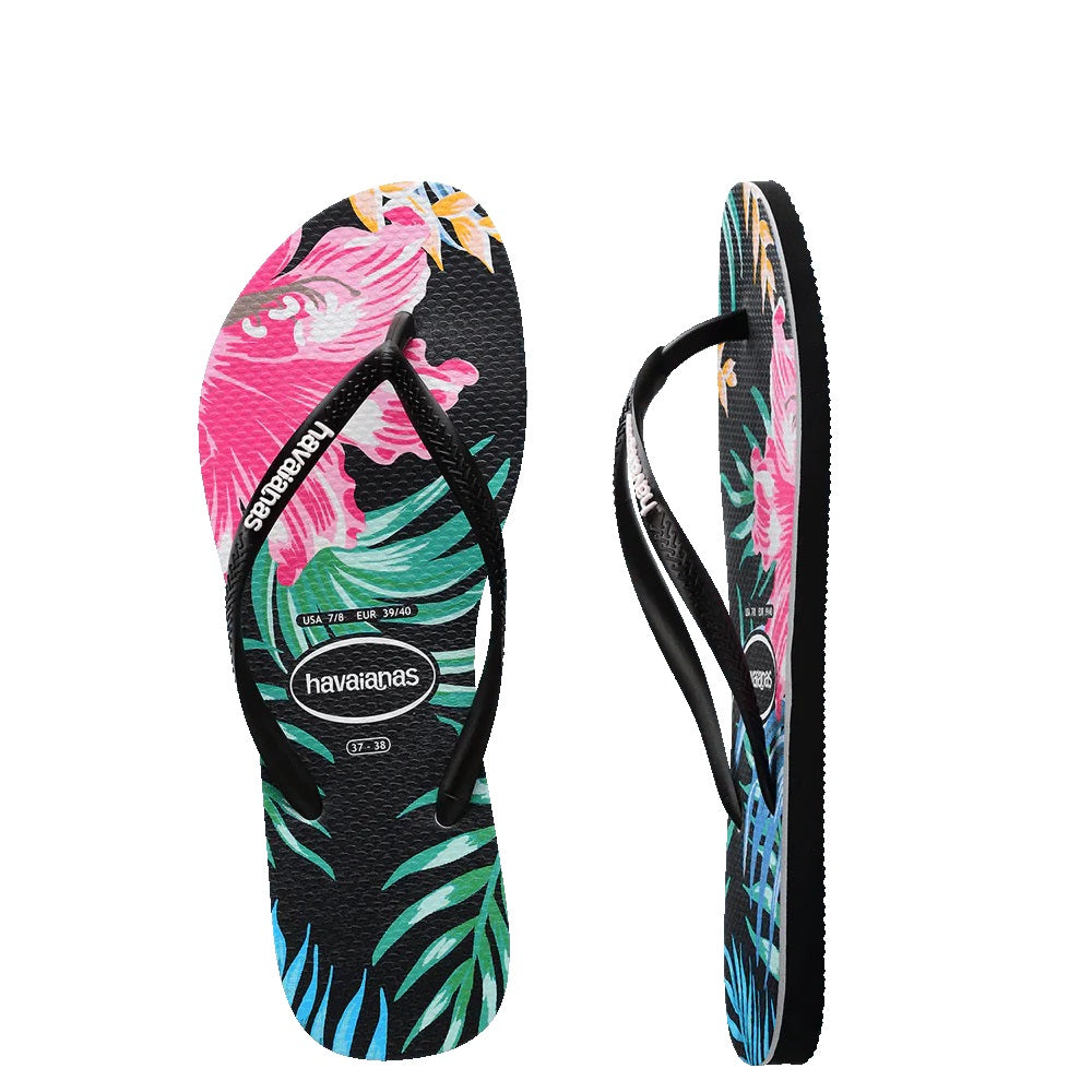 Kids Slim Floral Palm Thongs