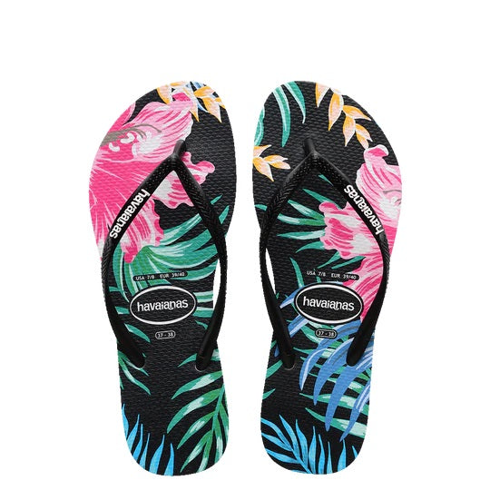 Kids Slim Floral Palm Thongs