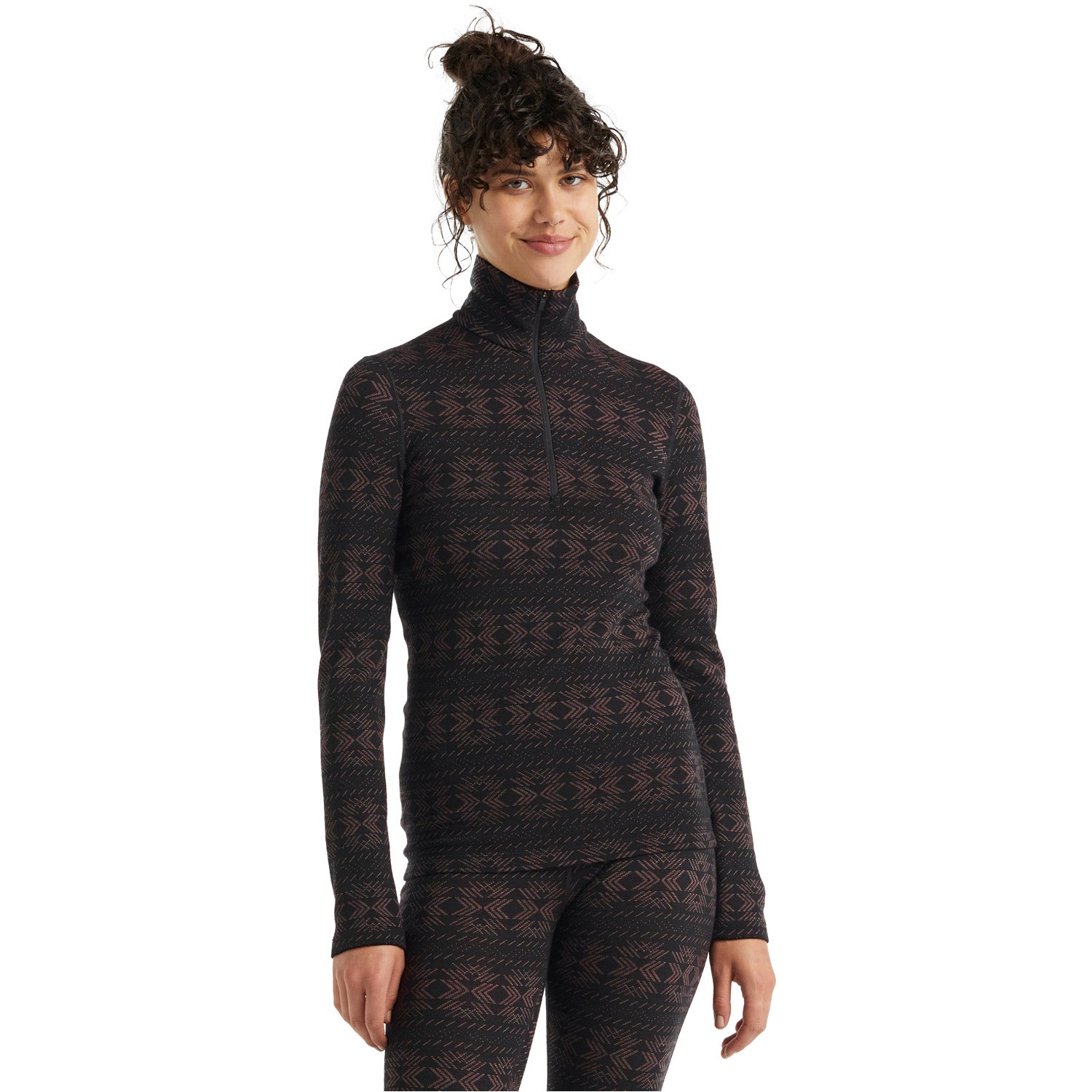 Icebreaker Womens 250 Vertex Crystalline Long Sleeve Halfzip Skivvy Black 